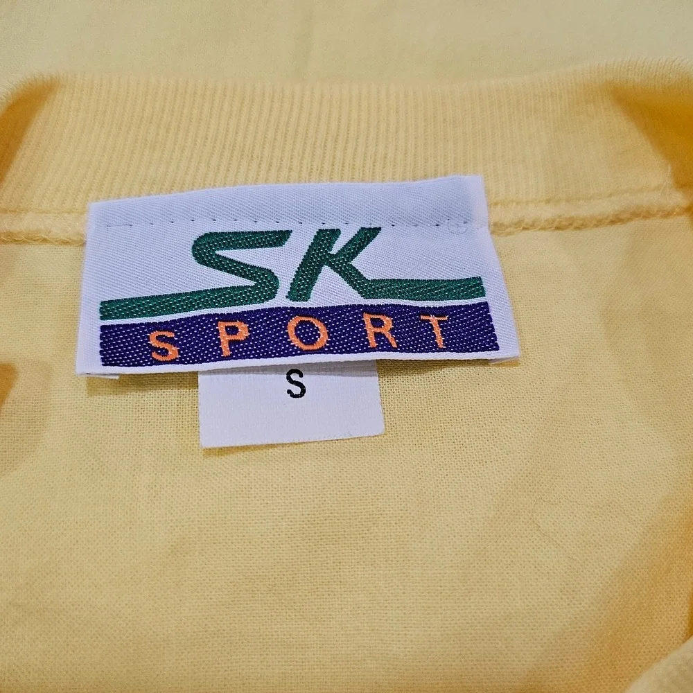 Vintage Women's SK Sport Yellow 2 Piece Set Top Pants Hot Air Balloons Size S - Picture 7 of 16